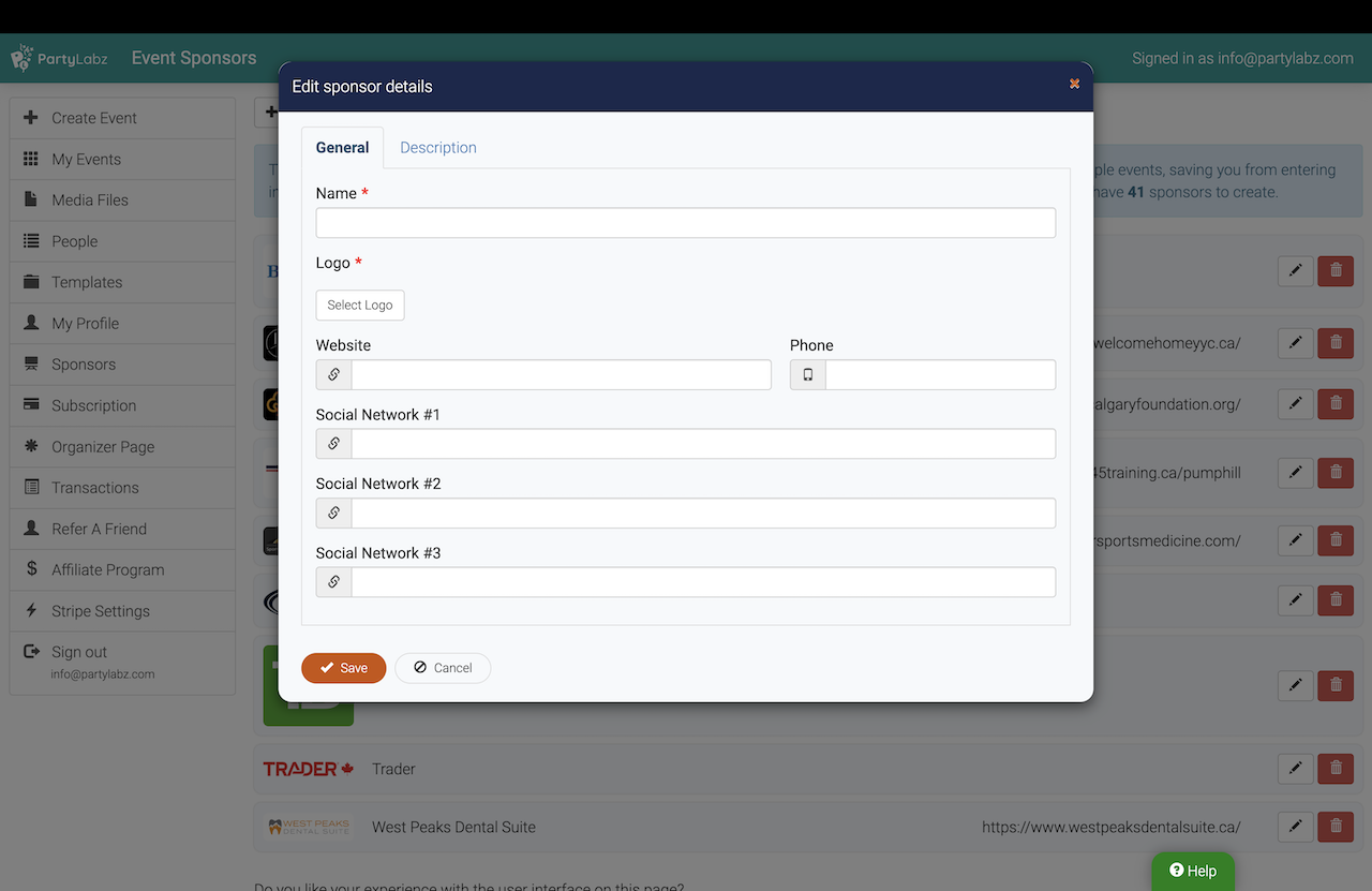 Add Sponsor Dialog