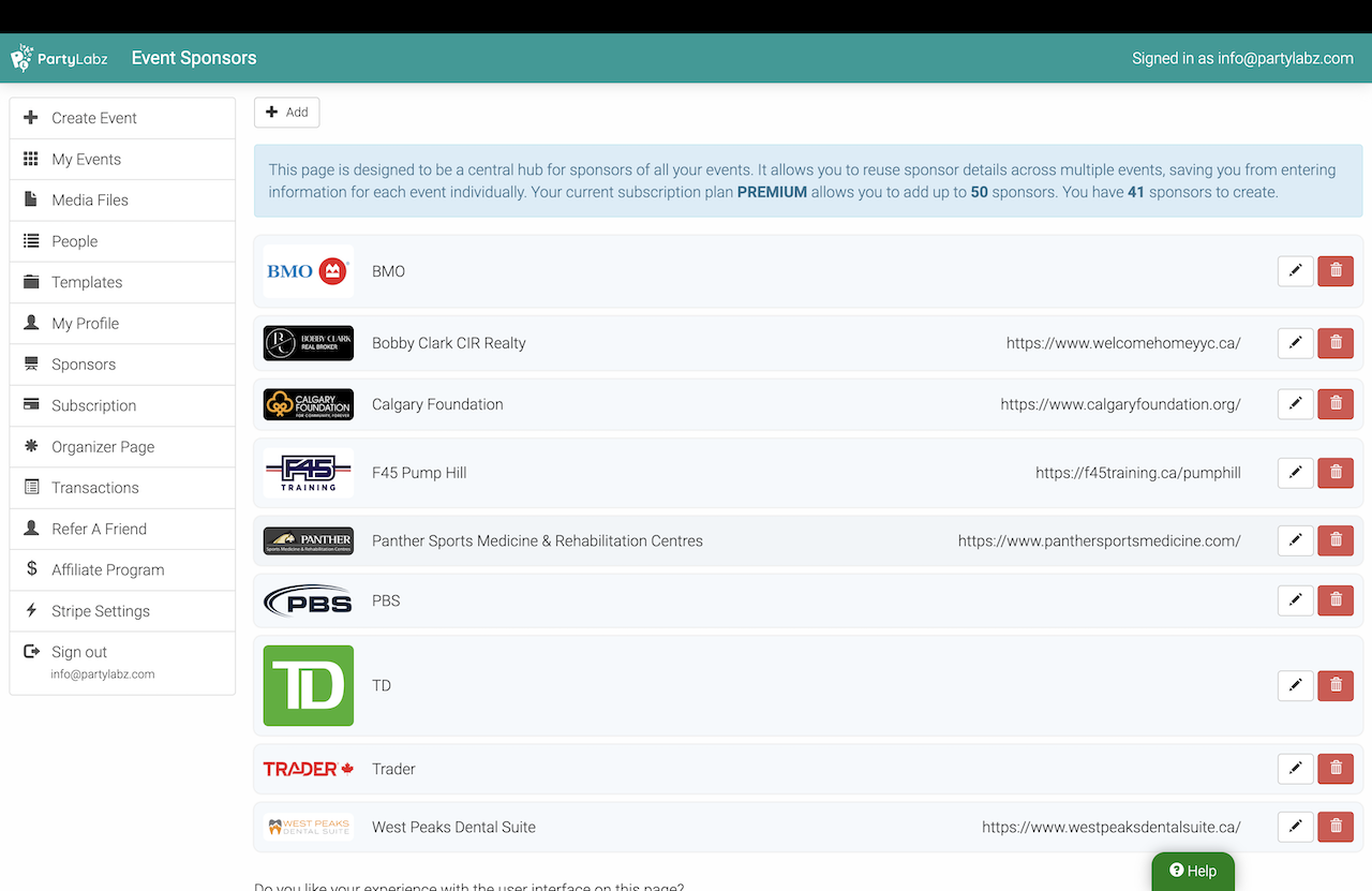 Sponsors List